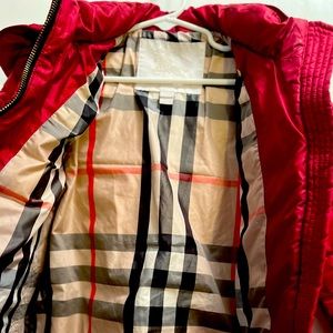 Burberry Red puffy jacket for girls. Great condition. Barely worn.
